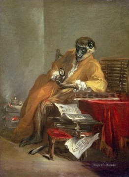 猿 Painting - ジャン・シムが語る猿の古物収集家シャルダン